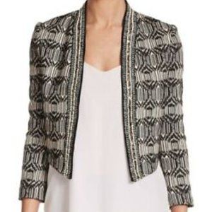 Haute Hippie Black Beige Beaded Crop Jacket M